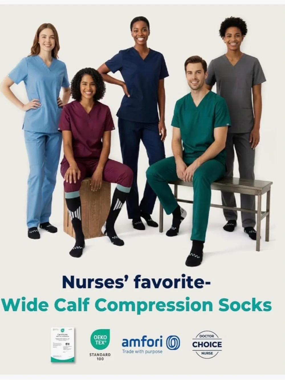TINYLEMON Wide Calf Compression Socks for Women & Men 15-20 mmHg Cushioned L/XL